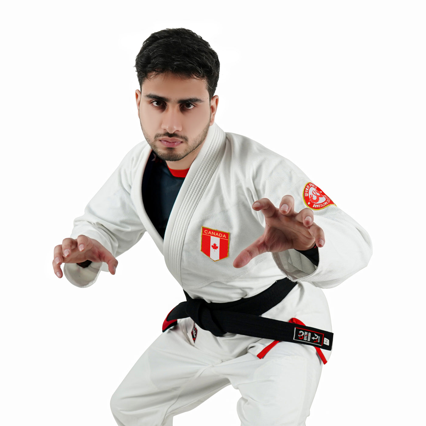 Canadian White Brazilian Jiu Jitsu Gi With Built-in Rash Guard
