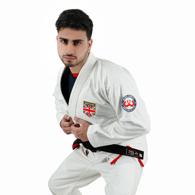British White Brazilian Jiu Jitsu Gi With Built-in Rash Guard
