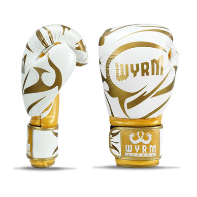 Canelo White/Gold Genuine Leather Boxing Gloves