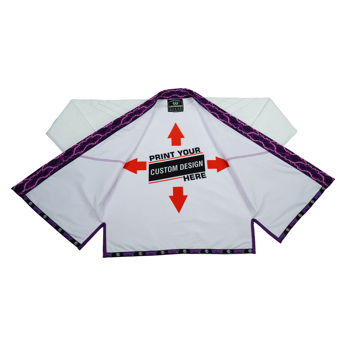 Premium Customized Logo White with Thunder Purple Brazilian Jiu Jitsu Gi