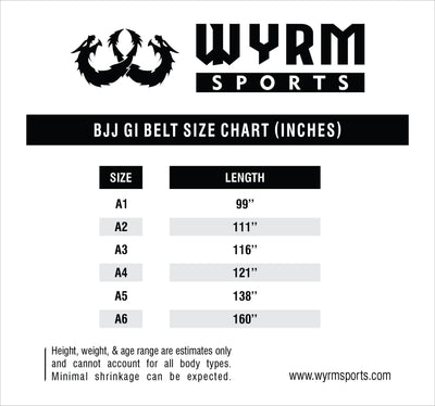 WYRM Premium Custom Name Brazilian Jiu Jitsu BJJ Belt